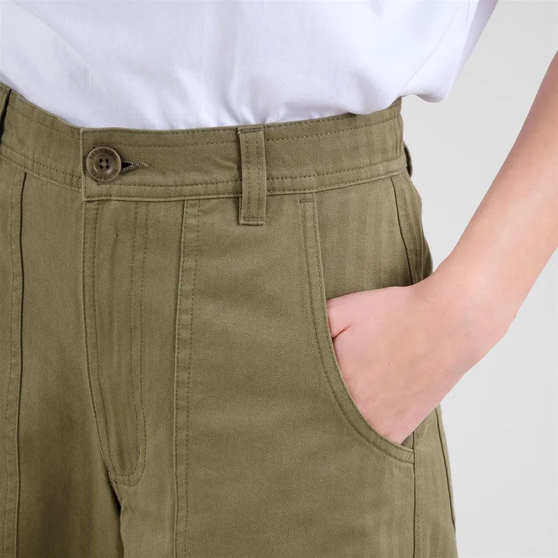 DEDICATED Workwear Pants Vara Herringbone Leaf Green