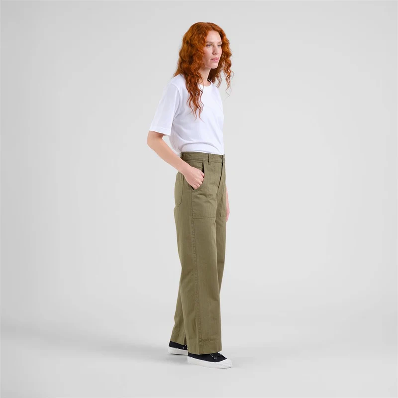 DEDICATED Workwear Pants Vara Herringbone Leaf Green