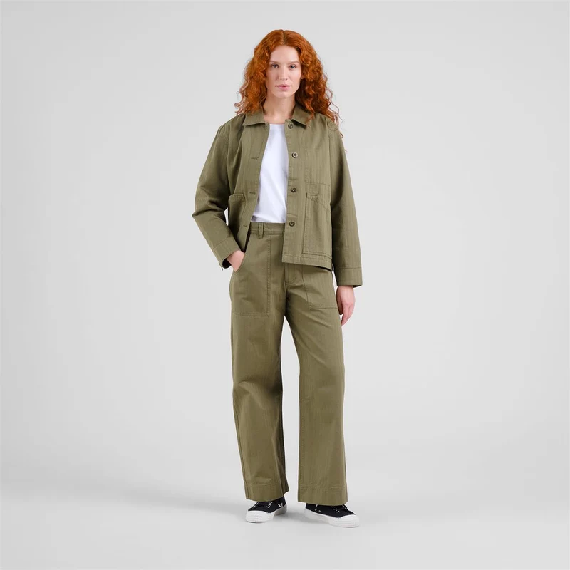 DEDICATED Workwear Pants Vara Herringbone Leaf Green