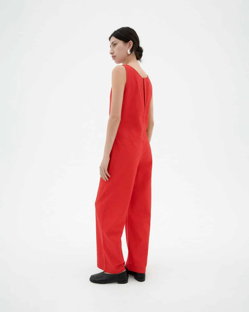 THINKING MU Fiery Red Adriana Jumpsuit red