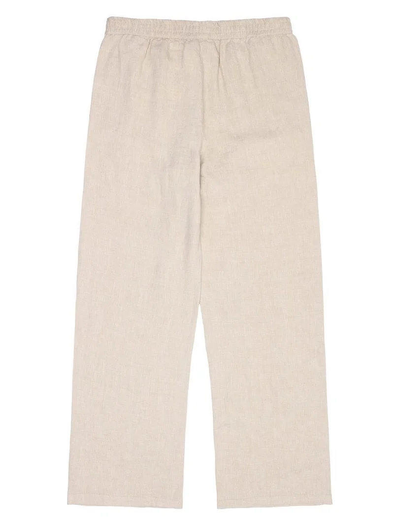 KNOWLEDGE COTTON APPAREL Posey Wide Mid-Rise Linen Pants yarndyed - light feather gray