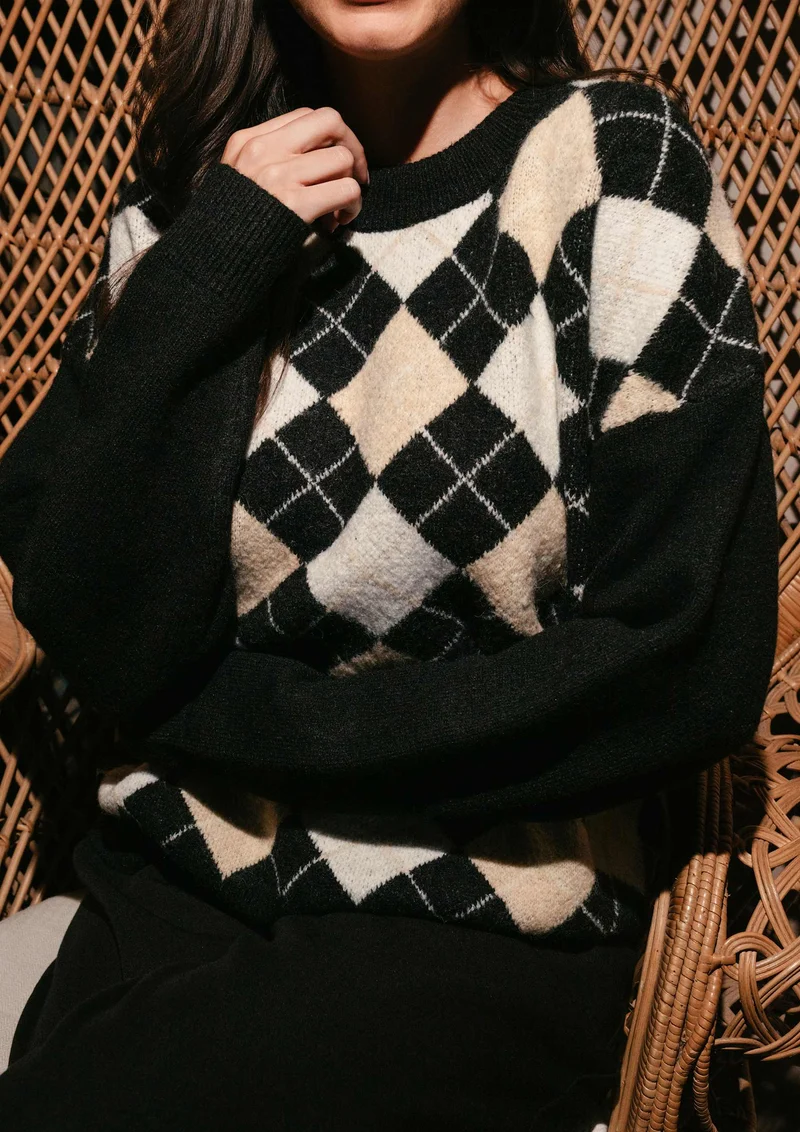 Liberte - Harly Oneck Pullover 22477 - Black Creme Check