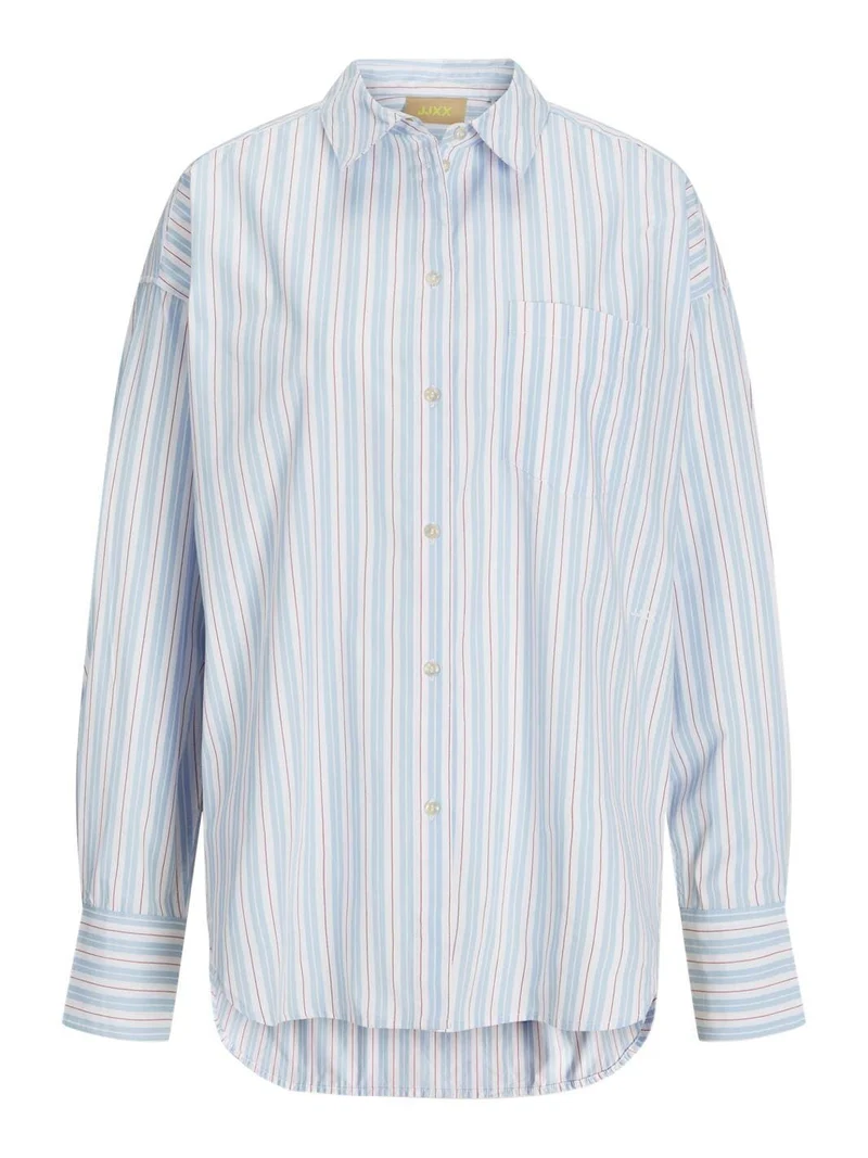 Jjxx - Jxjamie Ls Relaxed Poplin Shirt - 4706947 Cashmere Blue Ea W. Red