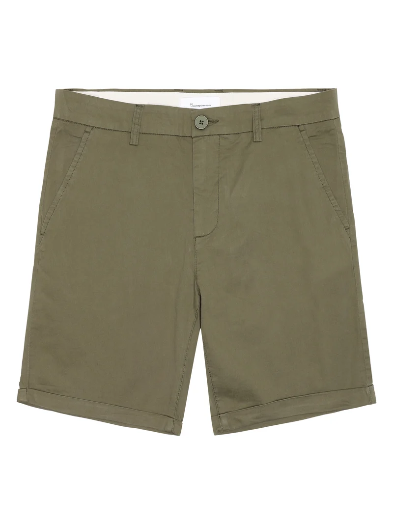KNOWLEDGE COTTON APPAREL Chuck Regular Chino Poplin Shorts burned olive
