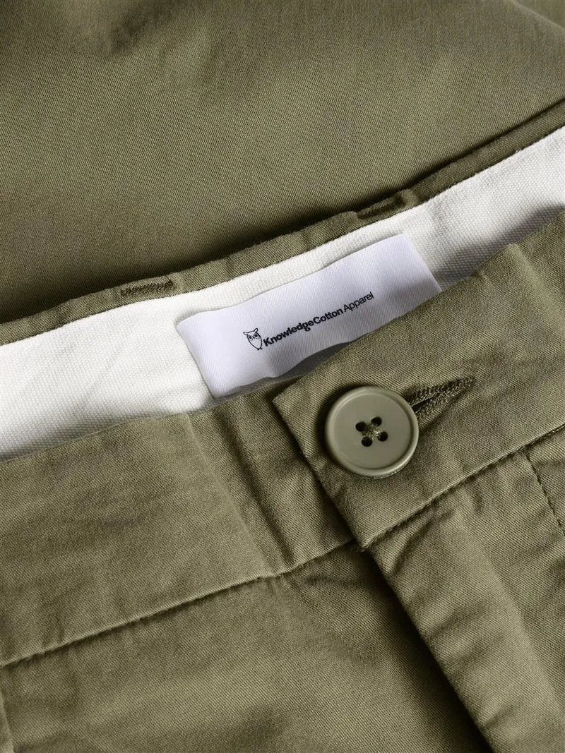KNOWLEDGE COTTON APPAREL Chuck Regular Chino Poplin Shorts burned olive