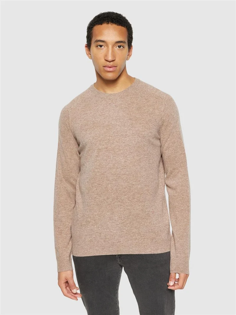 KNOWLEDGE COTTON APPAREL Lambswool Crew Neck Rws kelp melange