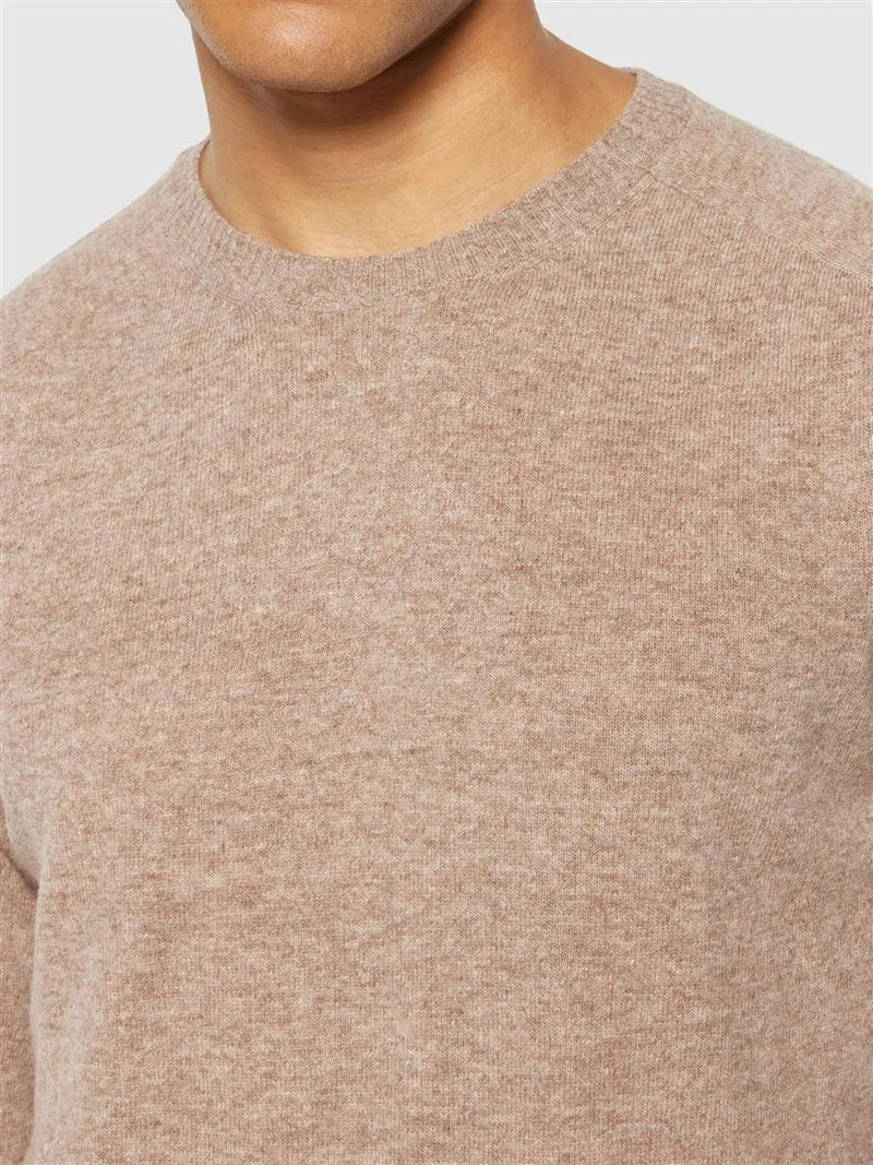 KNOWLEDGE COTTON APPAREL Lambswool Crew Neck Rws kelp melange
