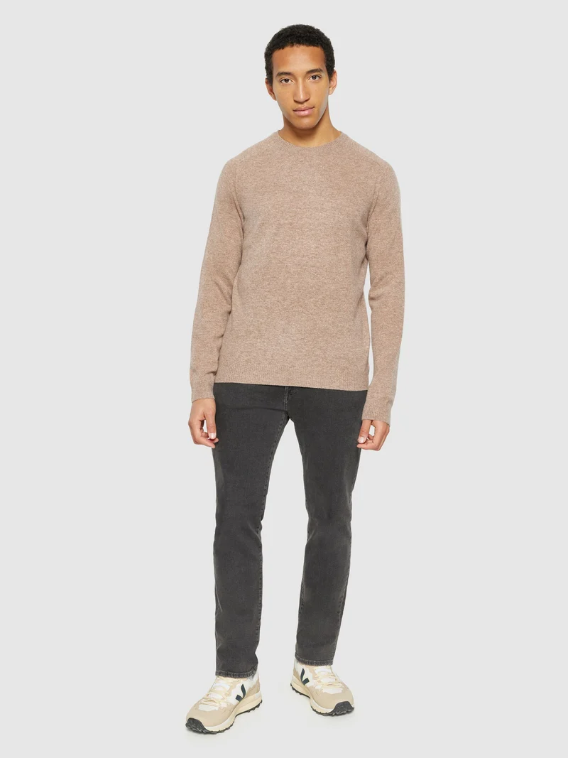 KNOWLEDGE COTTON APPAREL Lambswool Crew Neck Rws kelp melange