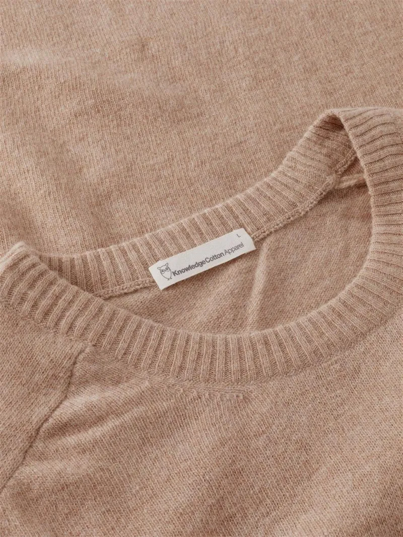 KNOWLEDGE COTTON APPAREL Lambswool Crew Neck Rws kelp melange