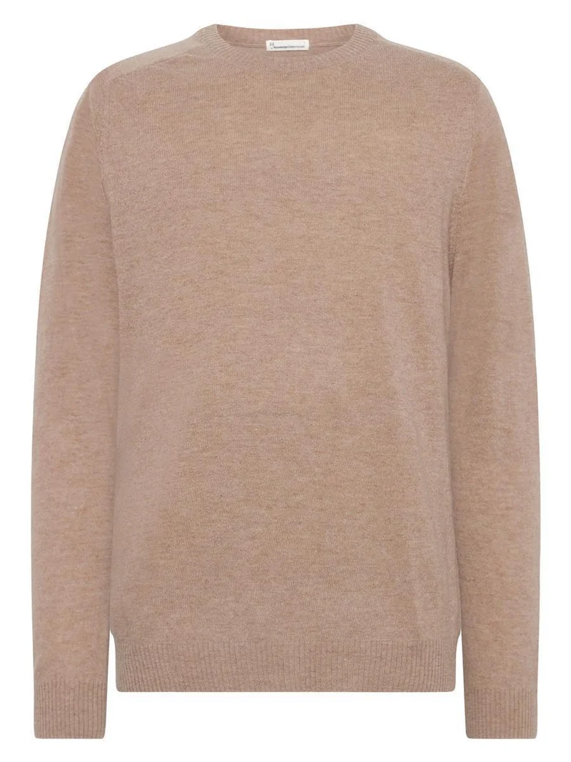 KNOWLEDGE COTTON APPAREL Lambswool Crew Neck Rws kelp melange