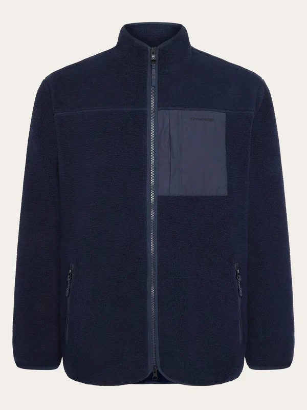 KNOWLEDGE COTTON APPAREL Loose Fit Zip Fleece night sky