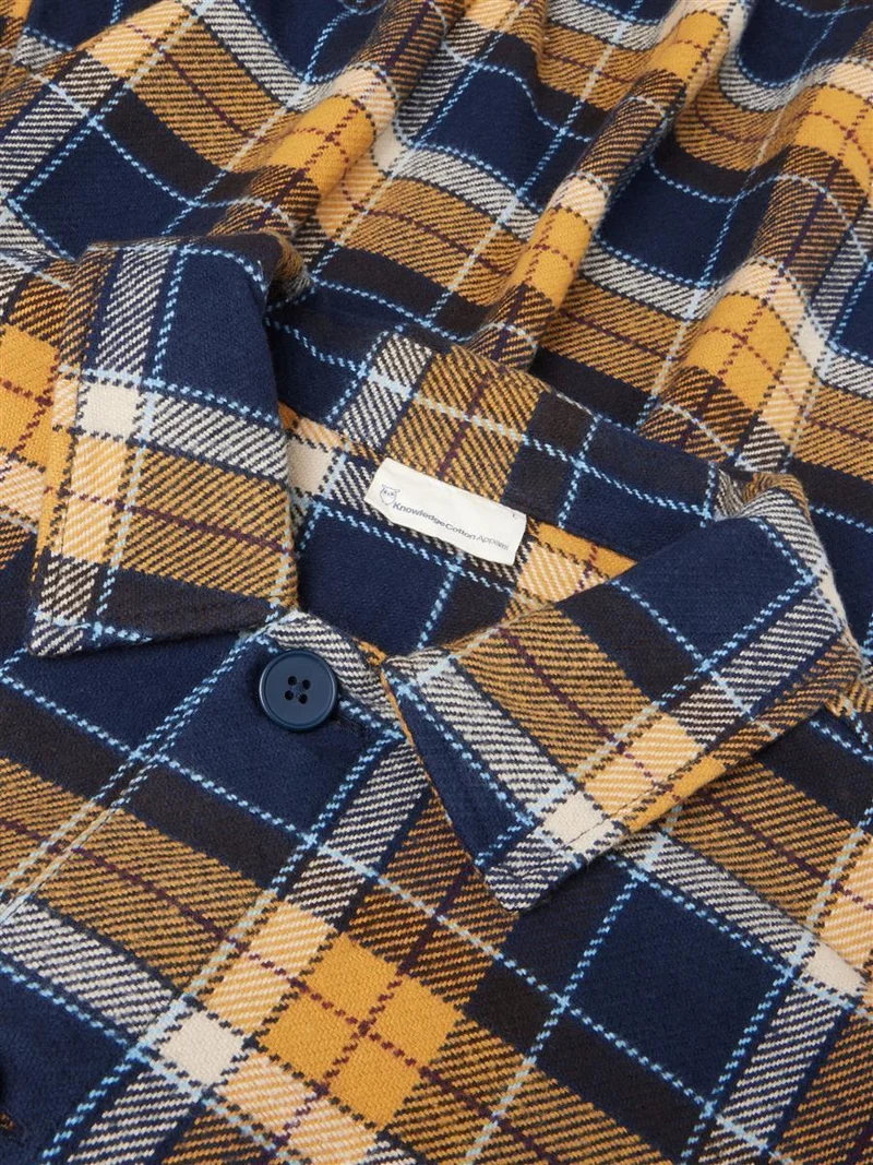 KNOWLEDGE COTTON APPAREL Organic Cotton Flannel Overshirt Gots navy check