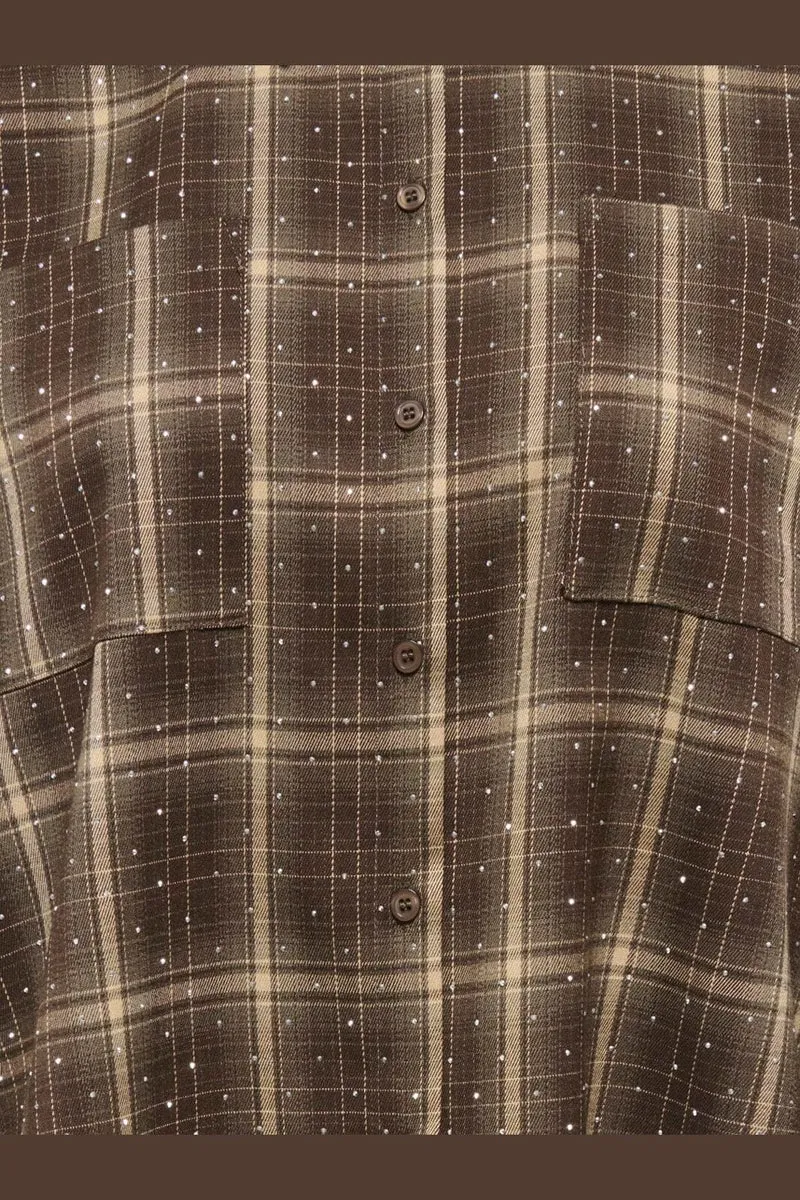 Only - Onlilston Ls Glitter Detail Shirt - 5116395 Black Coffee W. Embellishment