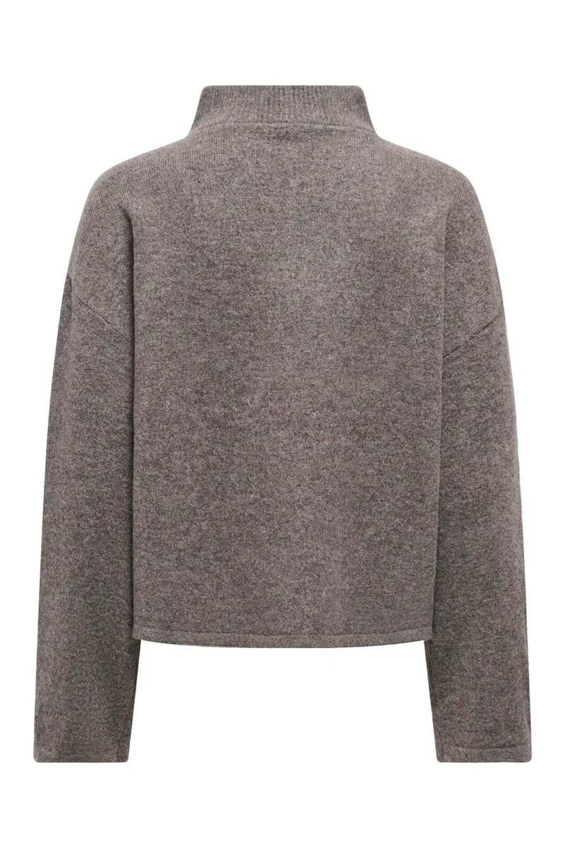 Only - Onlclara Ls Half Zip Knt - 5062024 Bracken Melange/Silver Zip