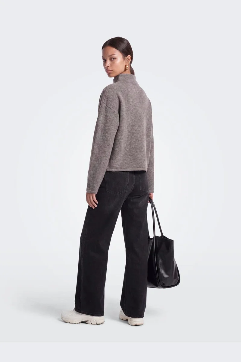 Only - Onlclara Ls Half Zip Knt - 5062024 Bracken Melange/Silver Zip