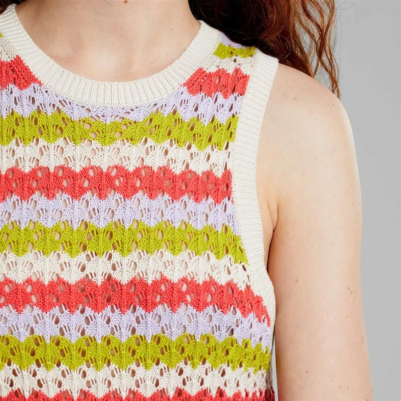 DEDICATED Knitted Dress Kramfors Crochet Stripe multi color