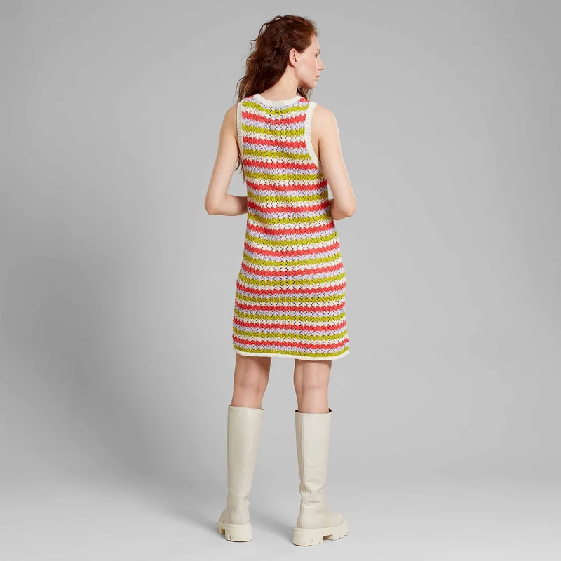 DEDICATED Knitted Dress Kramfors Crochet Stripe multi color