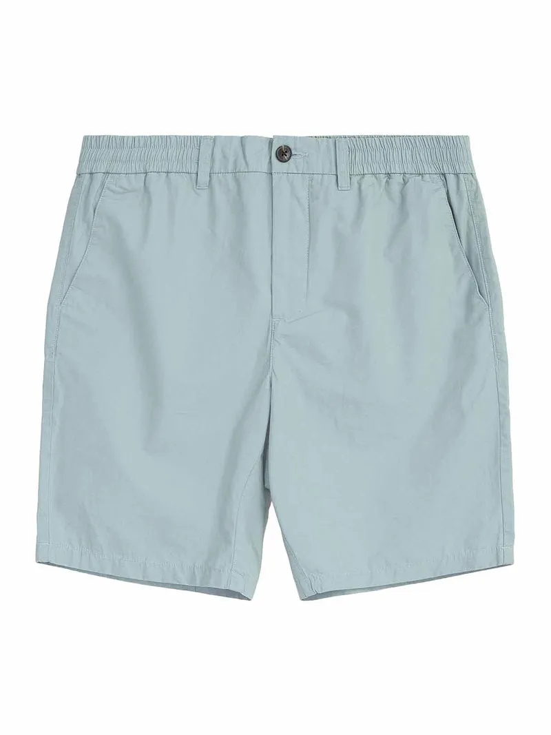 KNOWLEDGE COTTON APPAREL Fig Loose Poplin Elastic Waist String Shorts gray mist