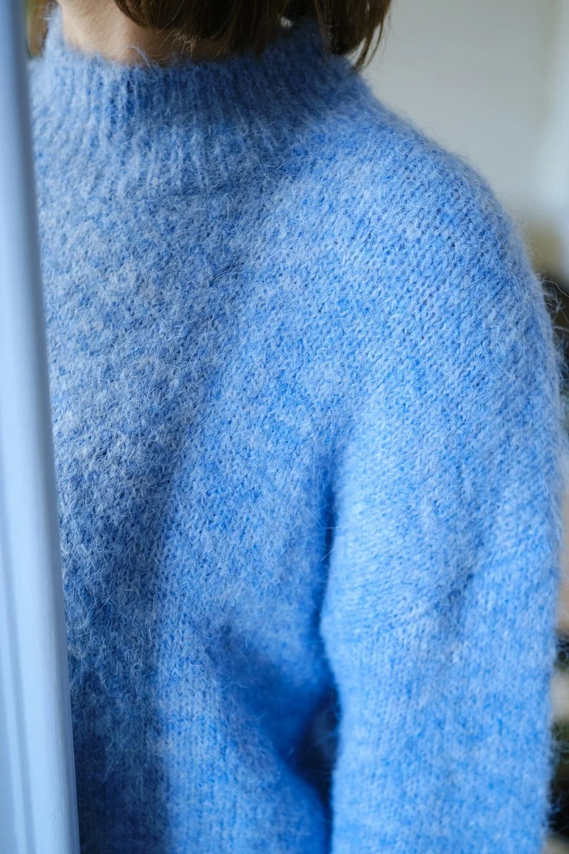 Neo Noir - Paulina Fluffy Knit Blouse 164729 - 142 - Dusty Blue