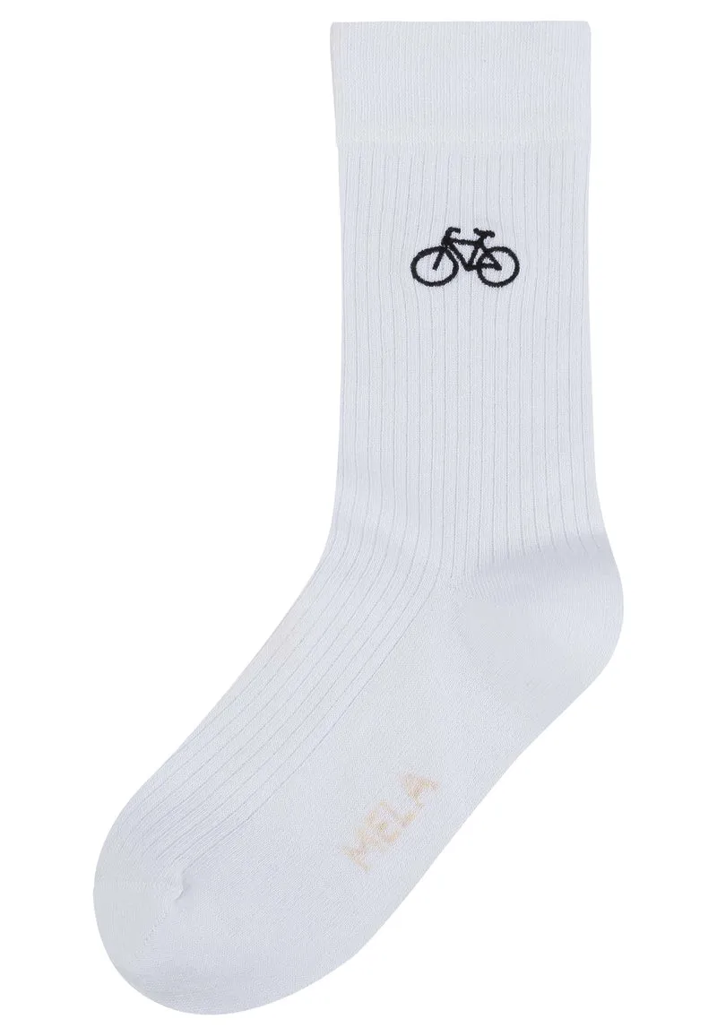 MELAWEAR Gerippte Socken Stickerei 1 Paar weiß / bike