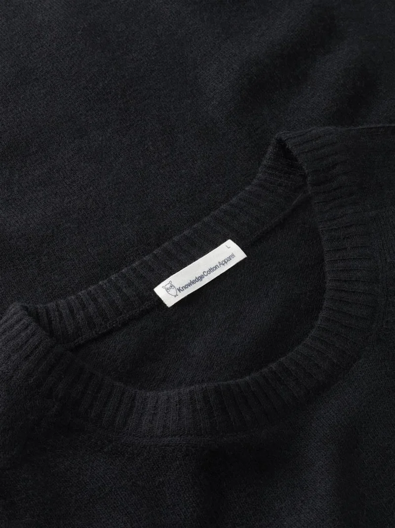 KNOWLEDGE COTTON APPAREL Lambswool Crew Neck Rws black jet