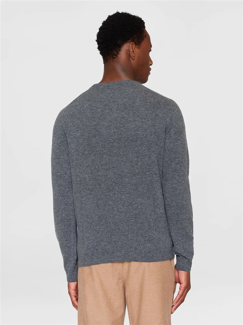 KNOWLEDGE COTTON APPAREL Lambswool Crew Neck Rws black jet