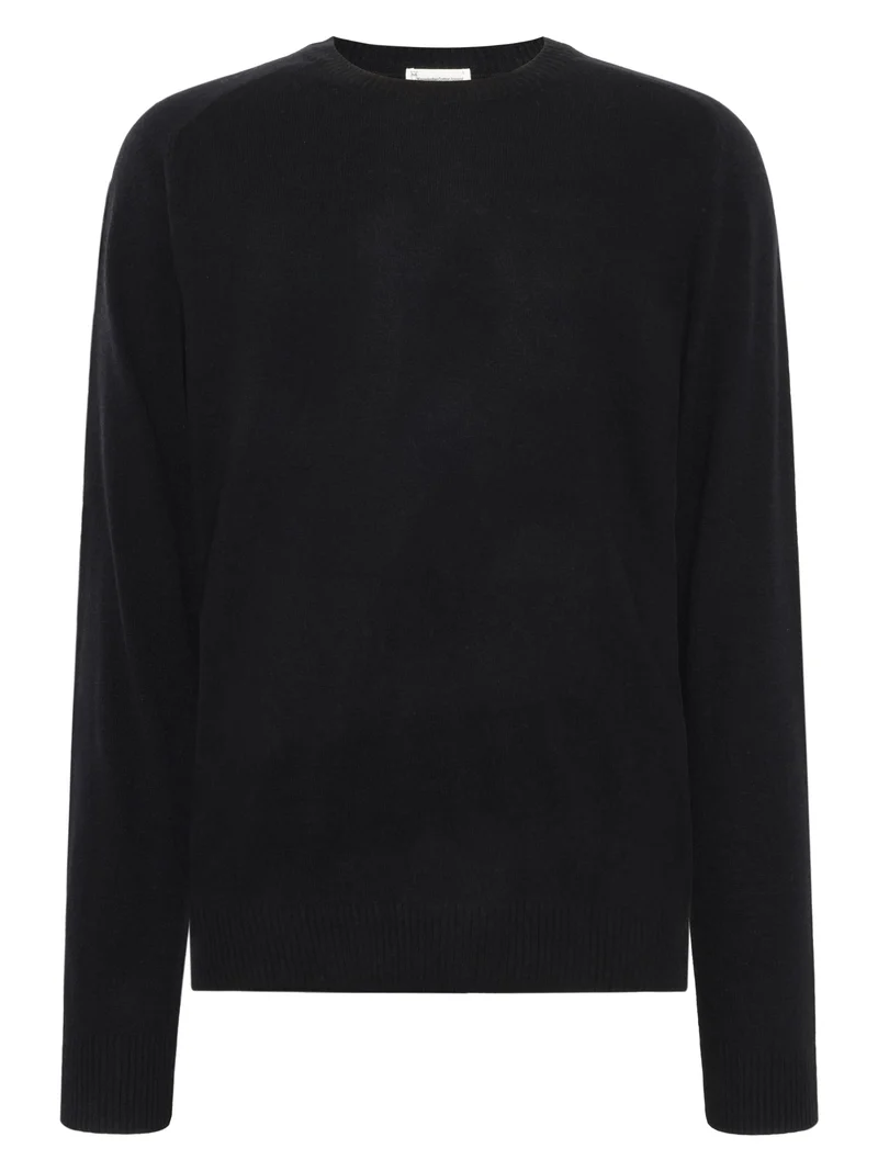 KNOWLEDGE COTTON APPAREL Lambswool Crew Neck Rws black jet
