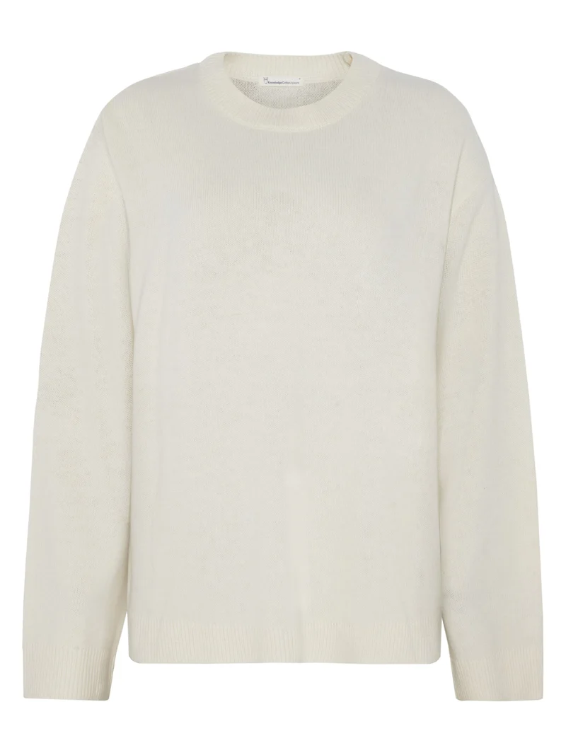KNOWLEDGE COTTON APPAREL Lambswool Crew Neck Knit Rws egret