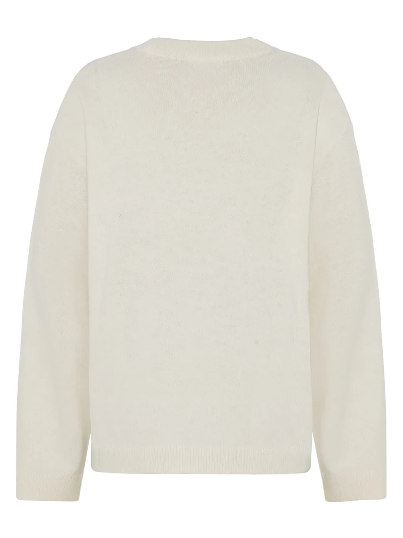 KNOWLEDGE COTTON APPAREL Lambswool Crew Neck Knit Rws egret