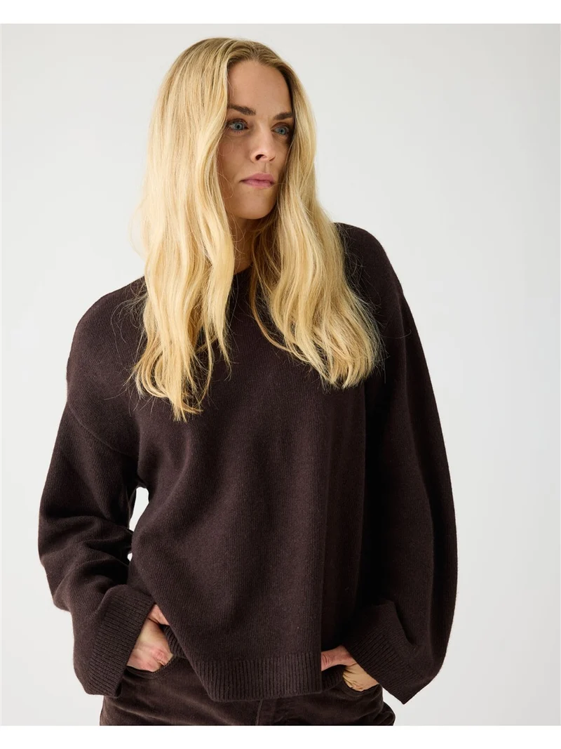 KNOWLEDGE COTTON APPAREL Lambswool Crew Neck Knit Rws egret