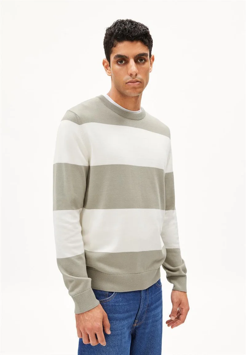 ARMEDANGELS Loukaa Stripes seagreen-light oatmilk