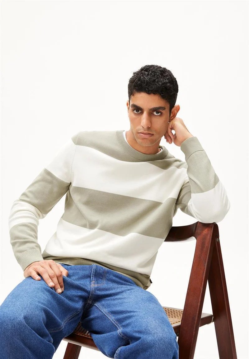 ARMEDANGELS Loukaa Stripes seagreen-light oatmilk