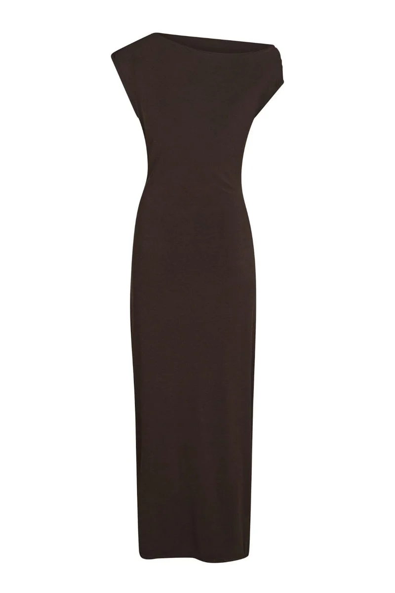 Neo Noir - Minja Drapy Dress 165728 - 584 - Chocolate Brown