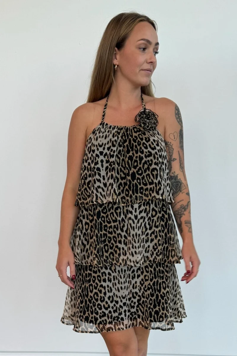 Pieces - Pcclara Sl Short Layred Dress Kca - 4785313 Black Leo
