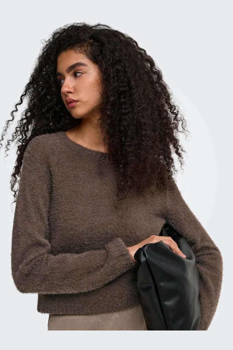Only - Onlkerry Piumo Ls O-Neck Cc Knt - 5028695 Bracken