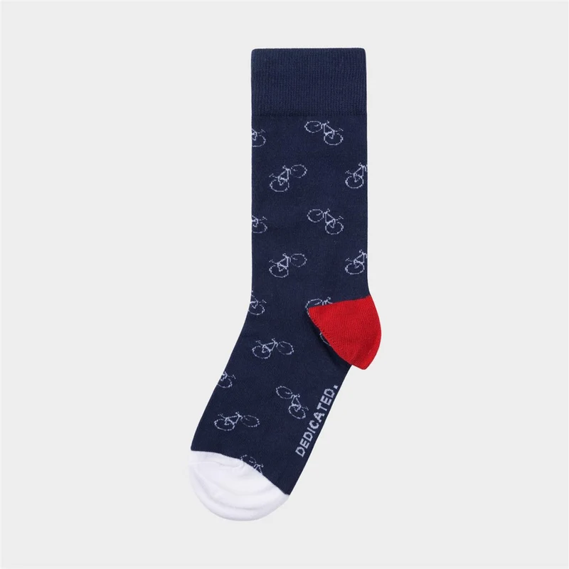 DEDICATED Socks Sigtuna Bike Pattern Navy