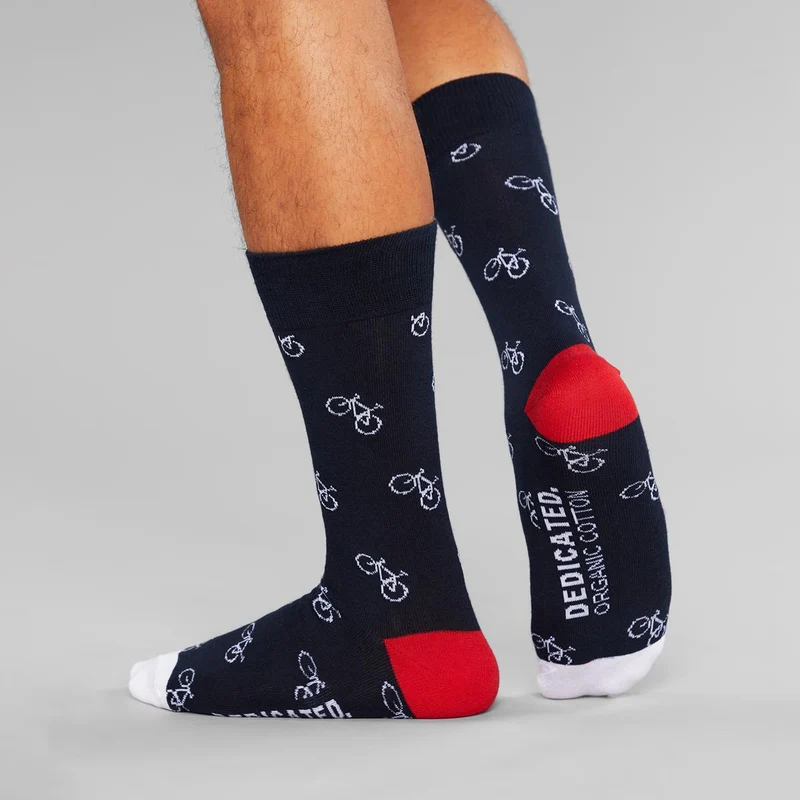 DEDICATED Socks Sigtuna Bike Pattern Navy