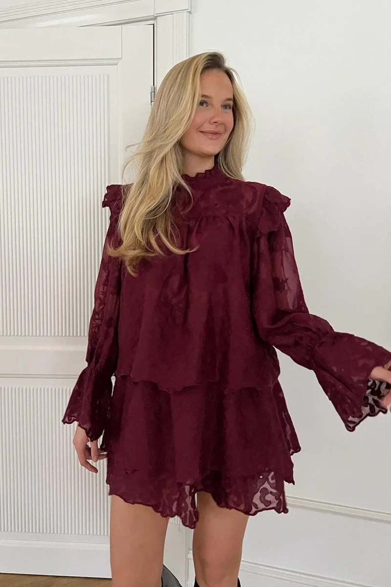 BYIC - Ellinoric Lace Mini Skirt 2576 - Vintage Bordeaux