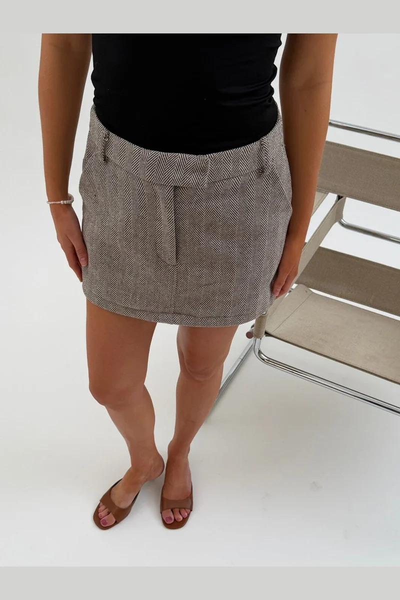 Byic - Kaiaic Mini Skirt A25486 - Brown Stripes