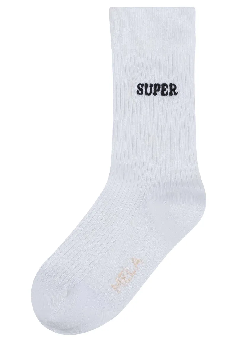 MELAWEAR Gerippte Socken Stickerei 1 Paar weiß / super