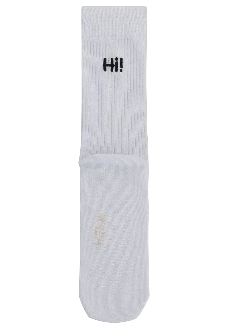 MELAWEAR Gerippte Socken Stickerei 1 Paar weiß / hi