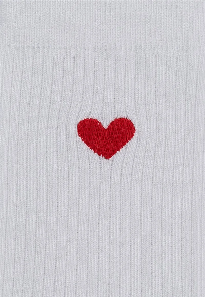 MELAWEAR Gerippte Socken Stickerei 1 Paar weiß / herz