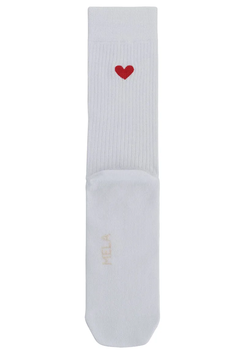 MELAWEAR Gerippte Socken Stickerei 1 Paar weiß / herz