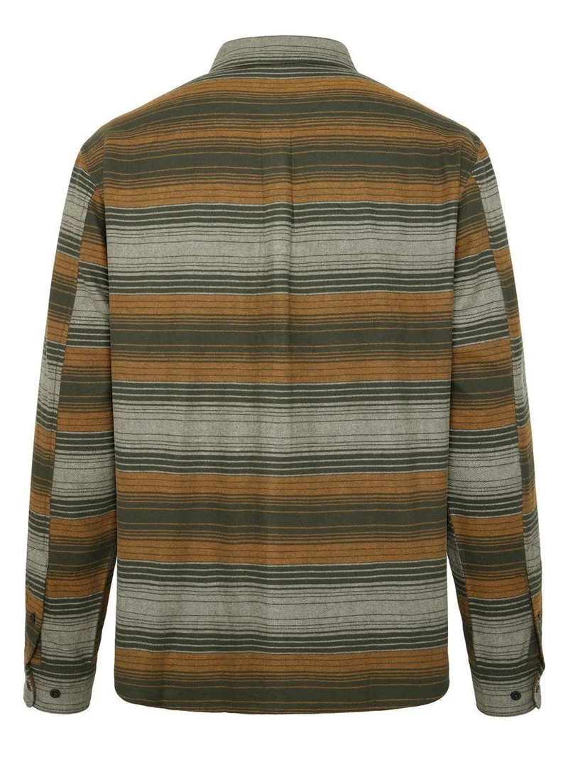 KNOWLEDGE COTTON APPAREL Organic Cotton Checked Flannel Shirt Gots green stripe