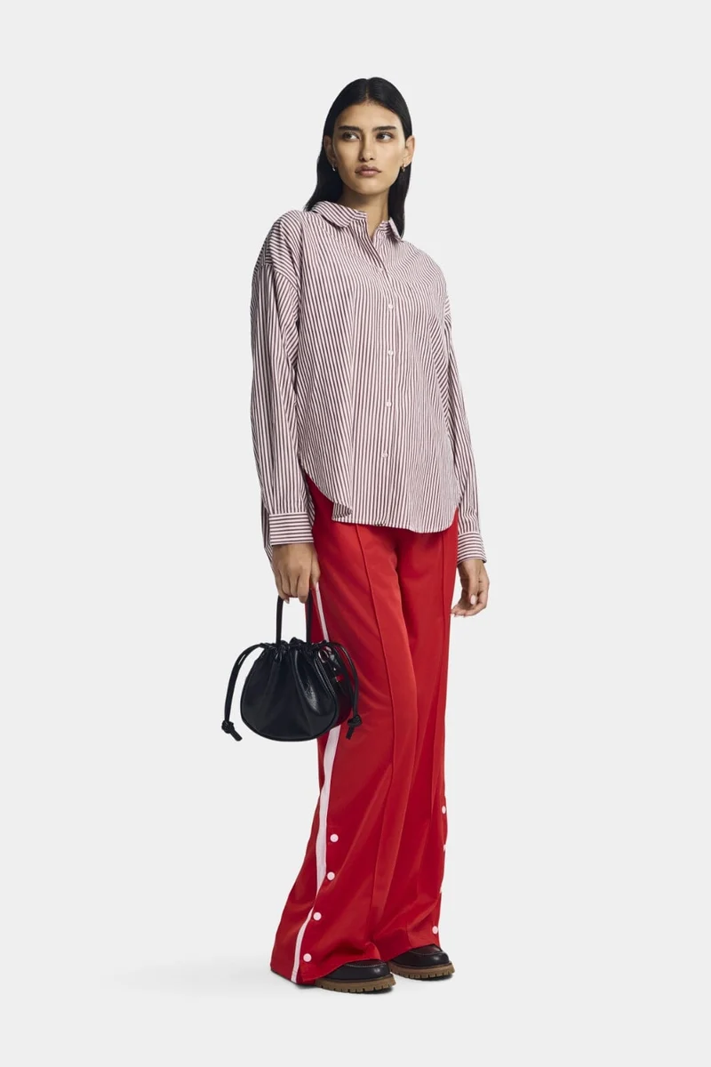 Pieces - Pcgrace Button Pants Fsy - 4756227 High Risk Red Pink-A-Boo Stripe