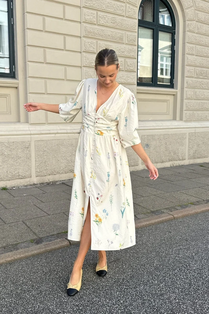 BYIC - Adelic Long Dress - owfp Off White Flower Print
