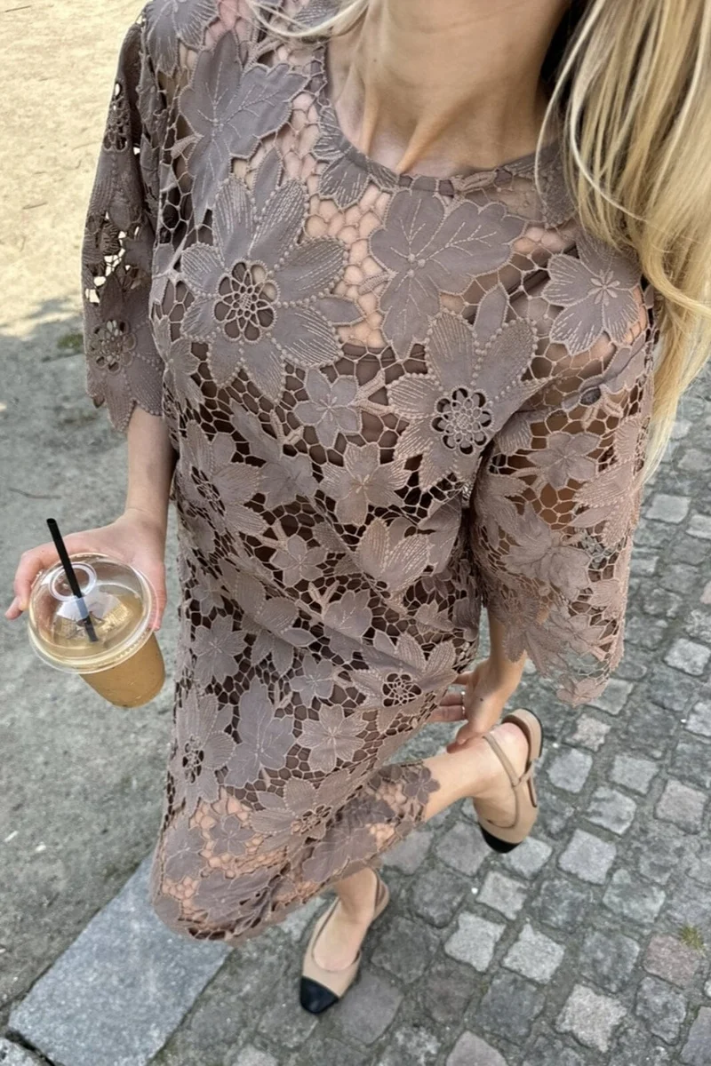 BYIC x Molly&My - Klaraic Lace Long Dress - mocca Mocca