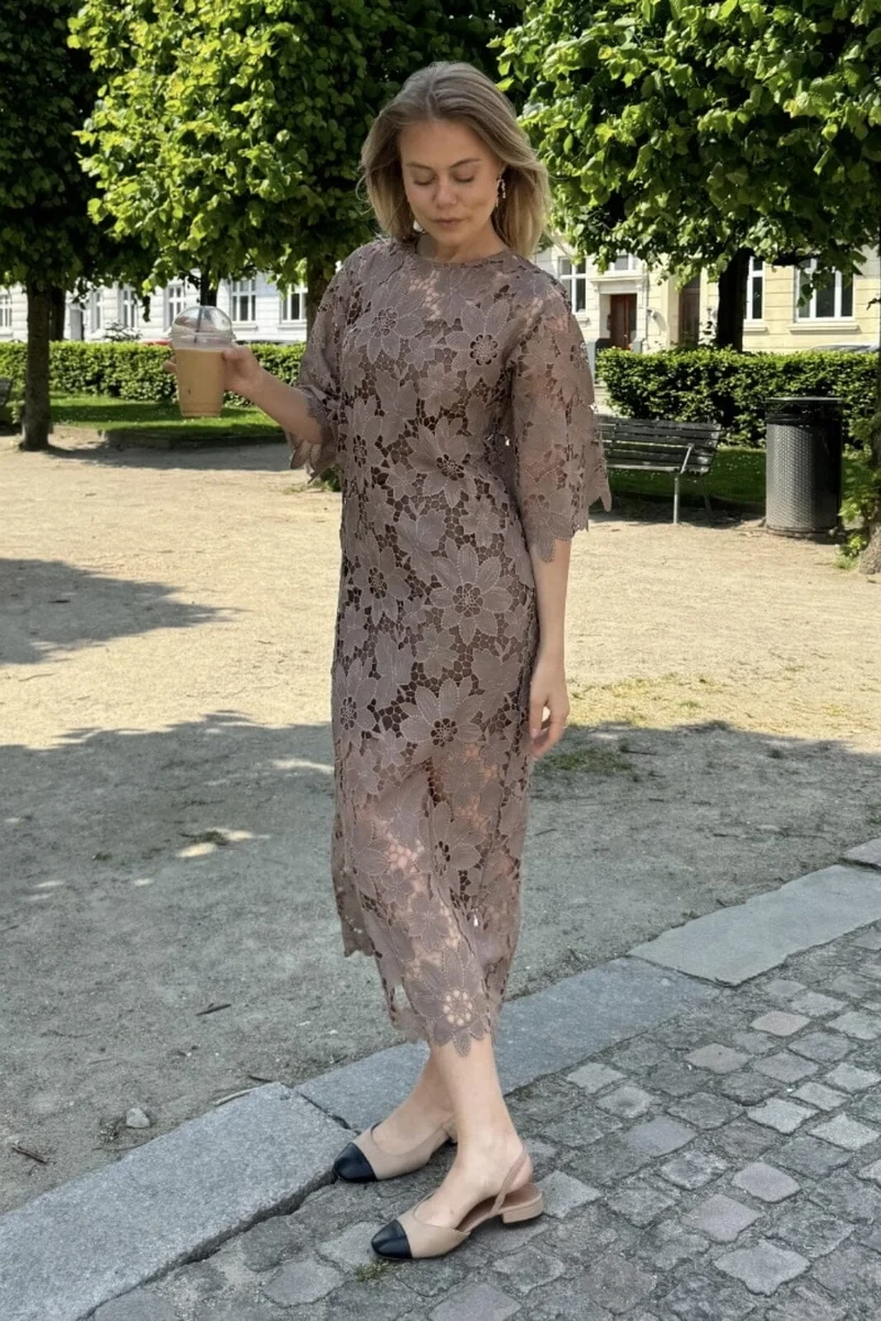 BYIC x Molly&My - Klaraic Lace Long Dress - mocca Mocca