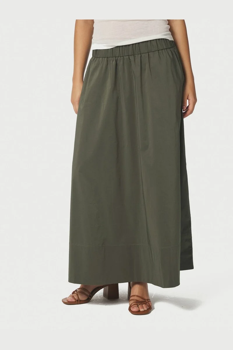 Neo Noir - Yara Long Poplin Skirt 163076 - 151 - Army
