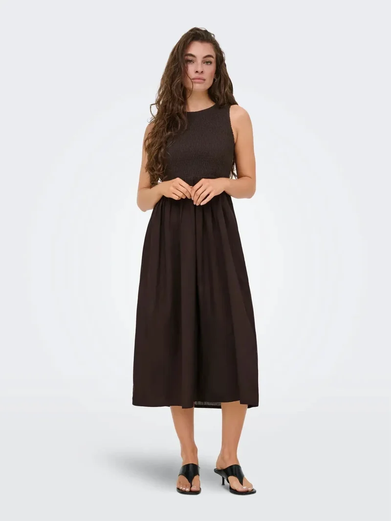 JDY - Jdydiego S/L Smock Midi Dress - 5048960 Chocolate Torte